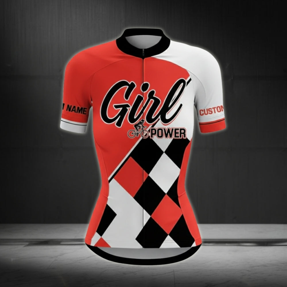 Custom Girl Power Cycling Short Sleeve Jersey For Women, Custom Cycling Jersey CZ0007