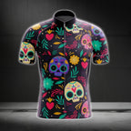 Men's Sugar Skull Cycling Short Sleeve Jersey For Men, Skull Cycling Jerseys CG0615