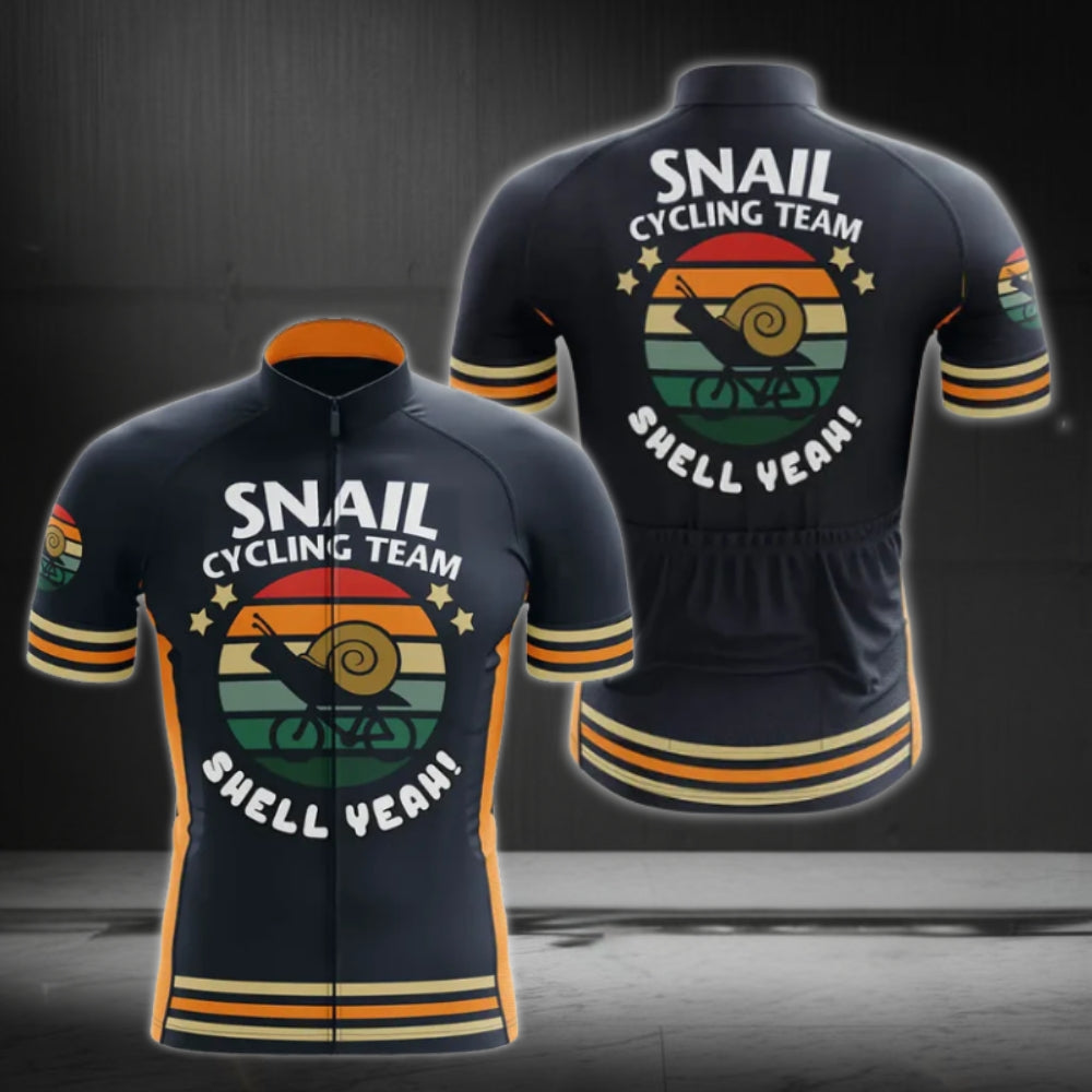 Snail Cycling Team Shell Yeah Short Sleeve Cycling Jersey For Mens, Funny Team Cycling Jerseys CZ0093