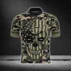 Skull Green Camo Cycling Short Sleeve Men Jersey USA Flag, Skull Cycling Jersey CG0880