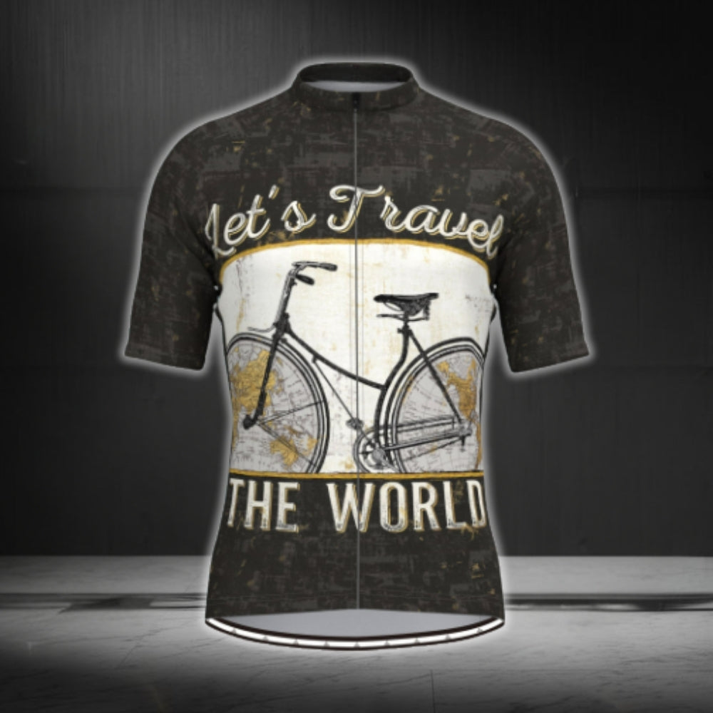Let's Travel The World Cycling Short Sleeve Men Jersey, Vintage Cycling Jerseys CG0365
