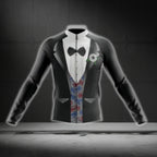 Tuxedo Black And White Long Sleeve Cycling Jersey For Men, Tuxedo Cycling Jerseys CG0722
