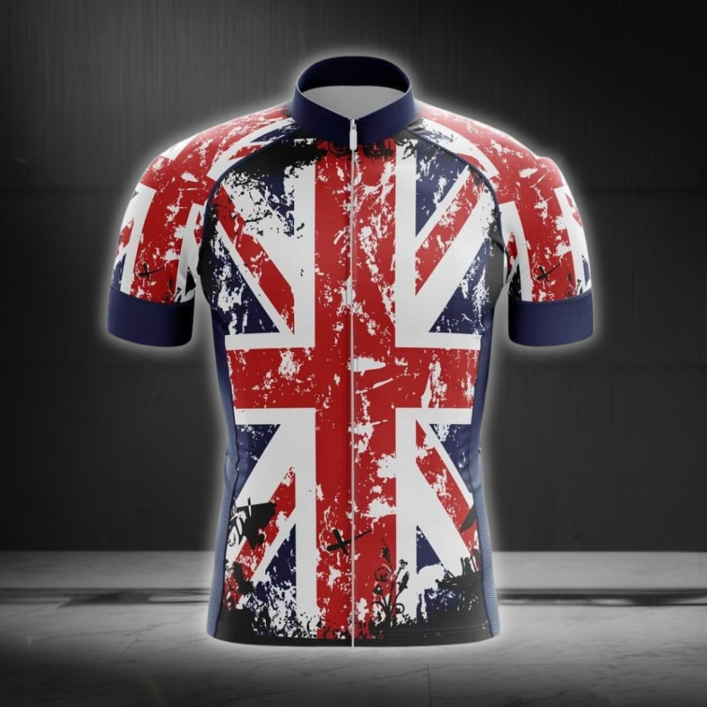 United Kingdom Flag Cycling Short Sleeve Jersey Mens, Patriotic United Kingdom Cycling Jersey CG0834