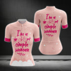 I'm A Simple Woman Short Sleeve Cycling Jersey For Ladies, Pink Cycling Jerseys Womens CG0409