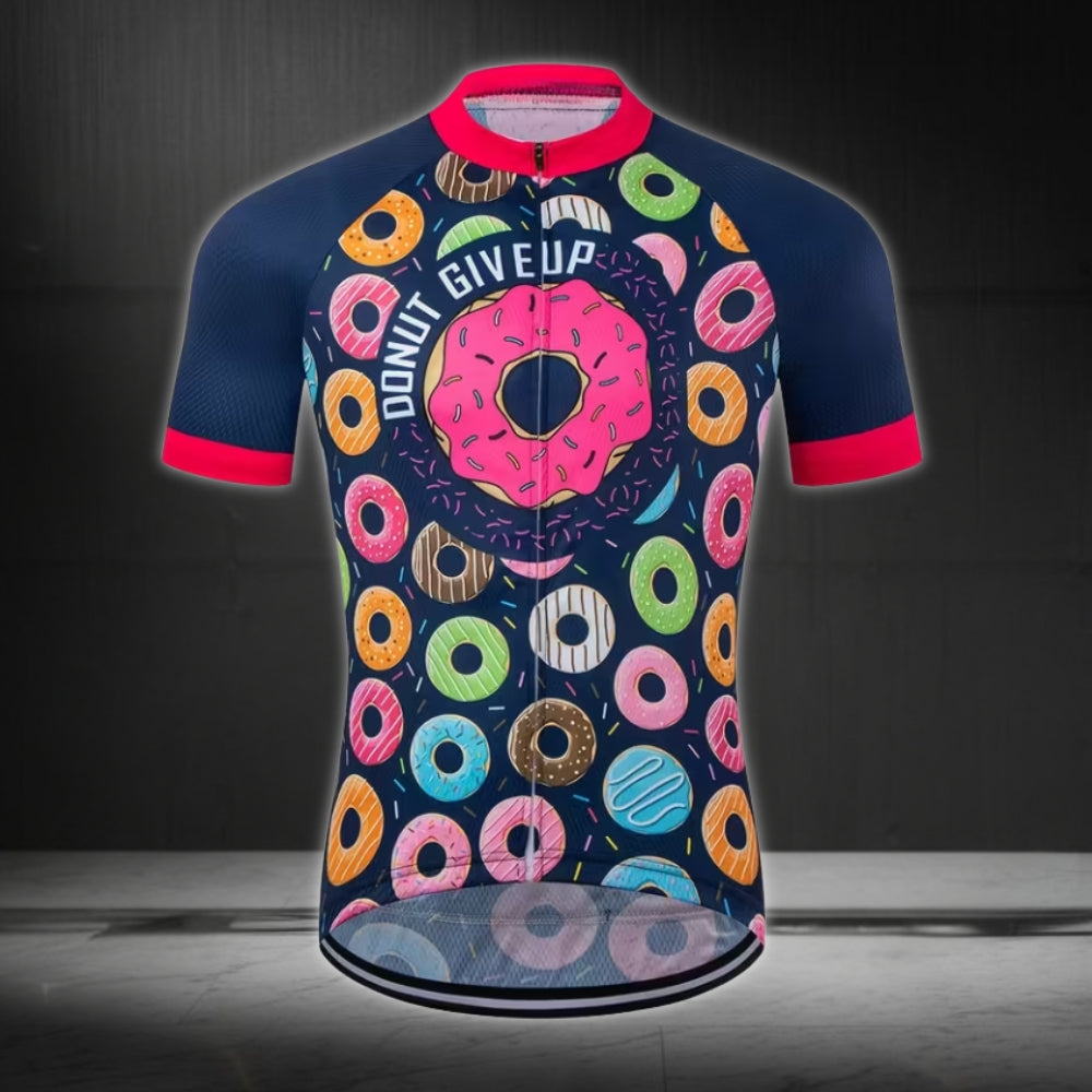 Donut Give Up Cycling Short Sleeve Jersey For Mens, Men's Funny Donut Cycling Jerseys CZ0066