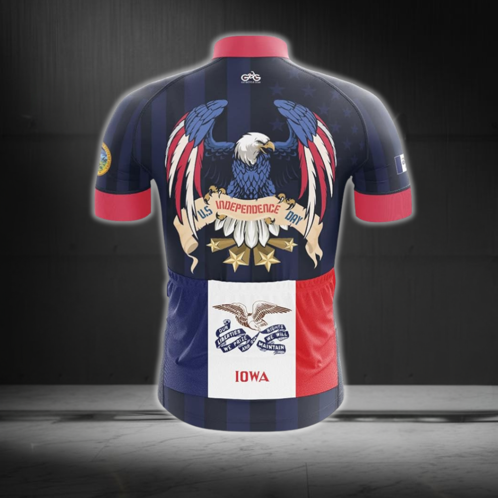 Iowa USA Flag Men's Cycling Short Sleeve Jerseys, Iowa State Cycling Jerseys Mens CZ0125