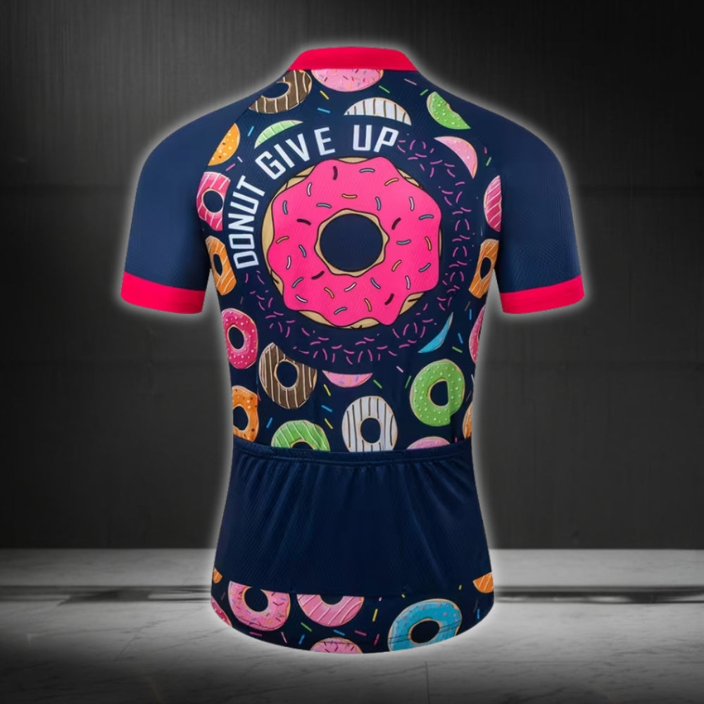 Donut Give Up Cycling Short Sleeve Jersey For Mens, Men's Funny Donut Cycling Jerseys CZ0066