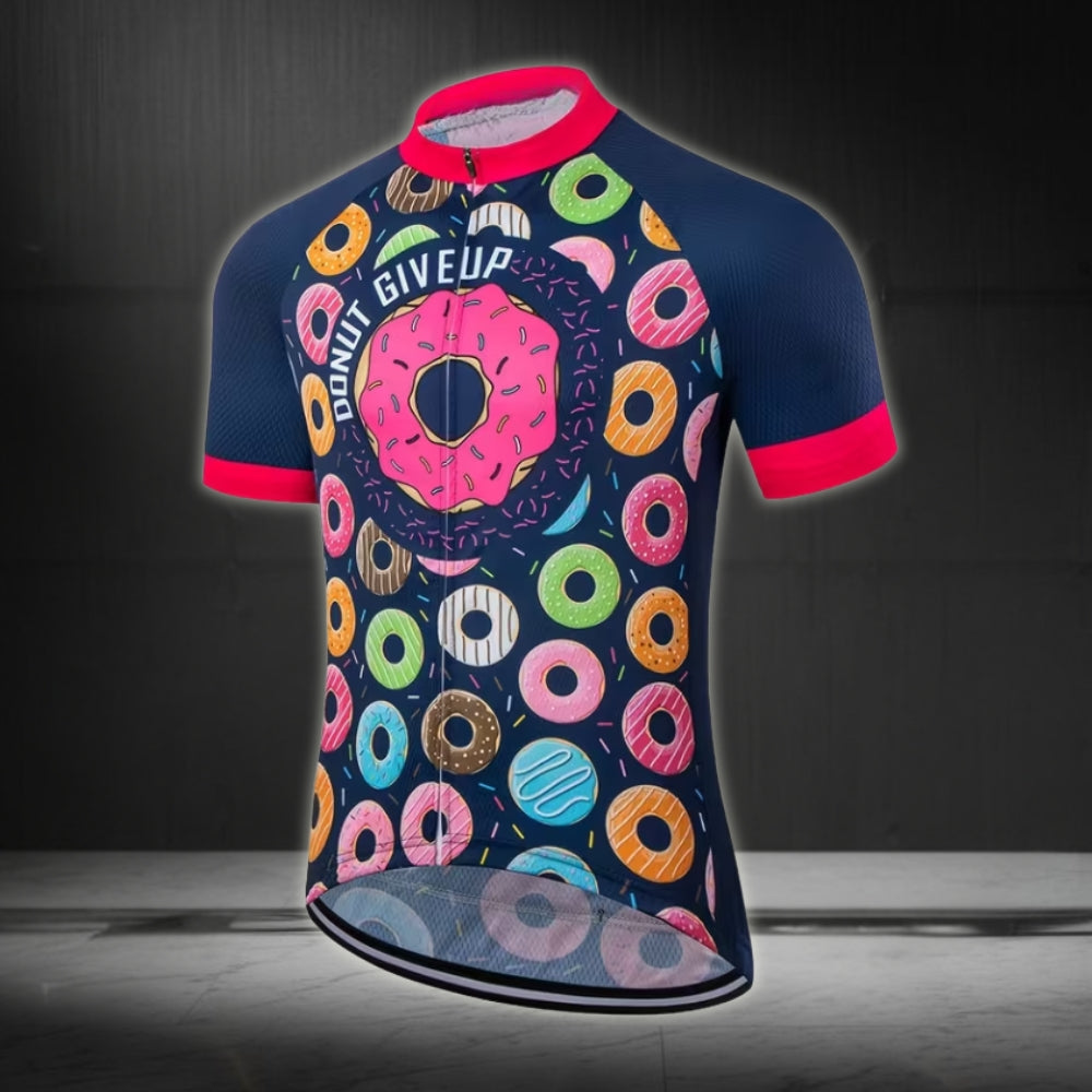 Donut Give Up Cycling Short Sleeve Jersey For Mens, Men's Funny Donut Cycling Jerseys CZ0066