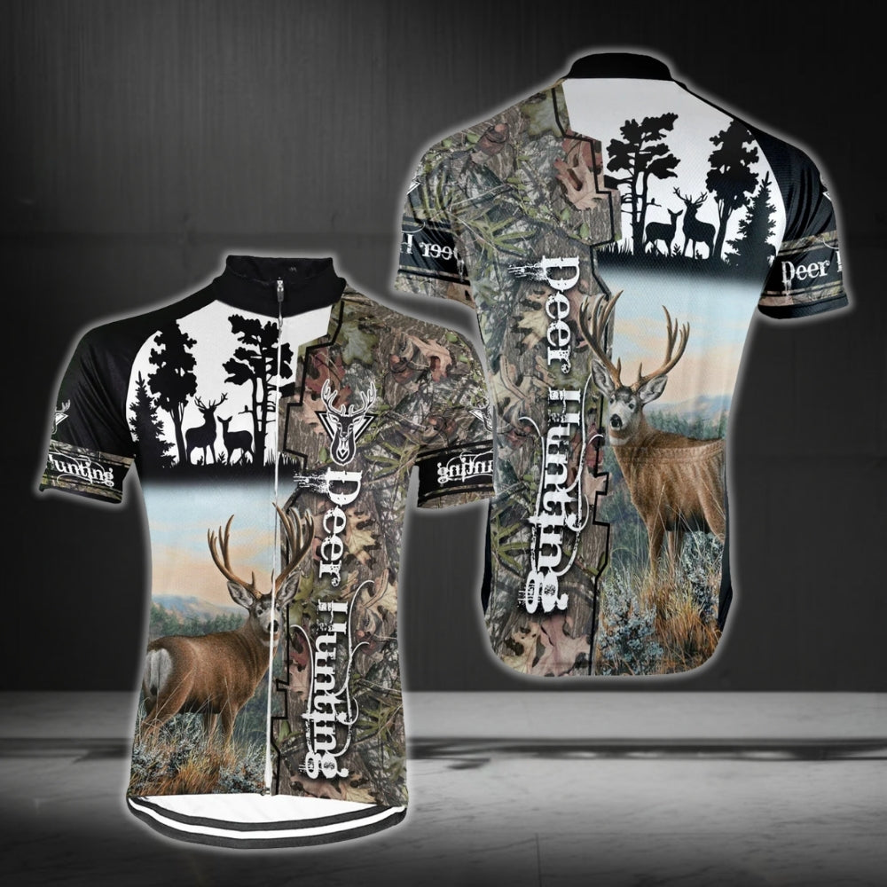 Custom Deer Hunting Cycling Short Sleeve Jersey For Men, Custom Hunting Cycling Jerseys CG0311