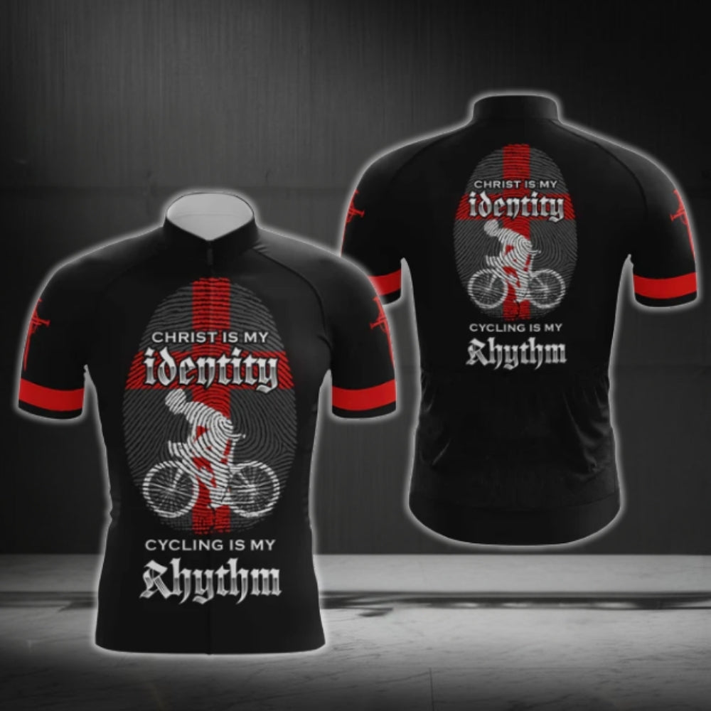 Christ Is My Identify Cycling Is My Rhythm Men's Short Sleeve Cycling Jersey, Christian Faith Cycling Jerseys CG0532