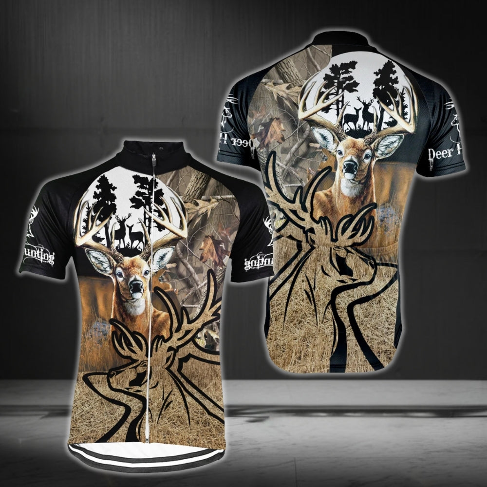 Custom Deer Hunting Cycling Short Sleeve Jersey For Men, Custom Hunting Cycling Jerseys CG0311