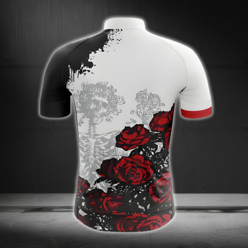 Skull And Roses Cycling Short Sleeve Men's Jersey, Skull Cycling Jerseys CG0036