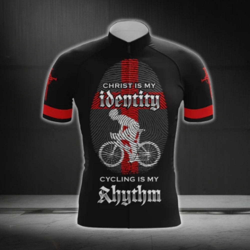 Christ Is My Identify Cycling Is My Rhythm Men's Short Sleeve Cycling Jersey, Christian Faith Cycling Jerseys CG0532