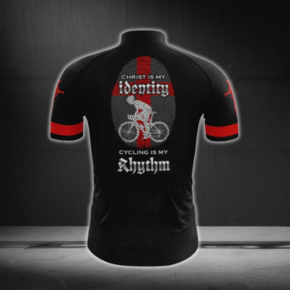 Christ Is My Identify Cycling Is My Rhythm Men's Short Sleeve Cycling Jersey, Christian Faith Cycling Jerseys CG0532