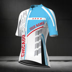 Chicago Flag Custom Name Women's Short Sleeve Cycling Jersey, Custom Chicago State Cycling Jerseys CG0784