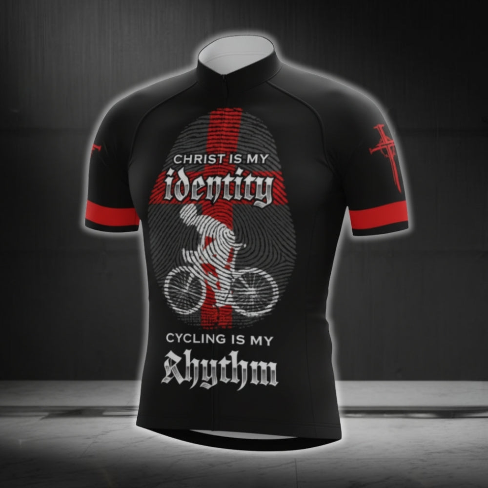 Christ Is My Identify Cycling Is My Rhythm Men's Short Sleeve Cycling Jersey, Christian Faith Cycling Jerseys CG0532
