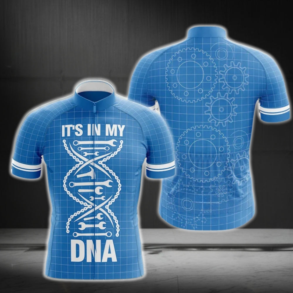 It's In My DNA Men's Blue Cycling Short Sleeve Jersey, Blue Cycling Jerseys For Mens CG0185