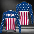 USA Flag Mens Red White And Blue Cycling Short Sleeve Jersey, Men's Patriotic Cycling Jerseys CZ0081