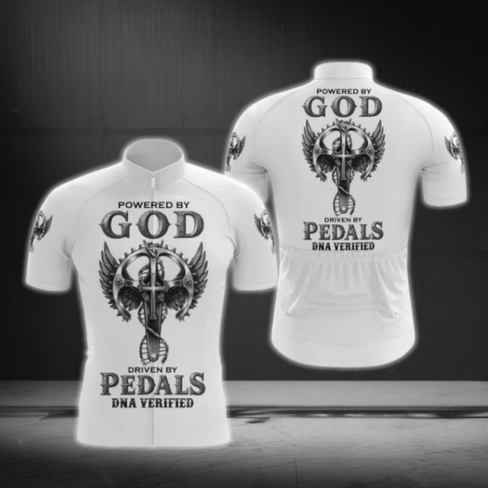 Powered By God Driven By Pedals DNA Verified Short Sleeve Men's Cycling Jersey, God Cycling Jerseys CG0533