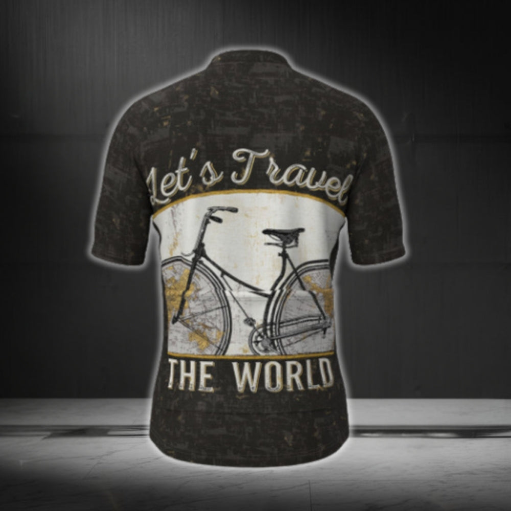 Let's Travel The World Cycling Short Sleeve Men Jersey, Vintage Cycling Jerseys CG0365
