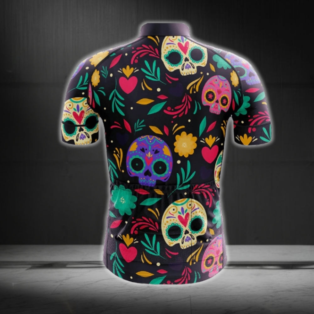 Men's Sugar Skull Cycling Short Sleeve Jersey For Men, Skull Cycling Jerseys CG0615