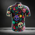 Men's Sugar Skull Cycling Short Sleeve Jersey For Men, Skull Cycling Jerseys CG0615