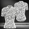 Black And White Dog Cycling Short Sleeve Jersey Womens, Dog Cycling Jersey CZ0039