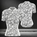 Black And White Dog Cycling Short Sleeve Jersey Womens, Dog Cycling Jersey CZ0039