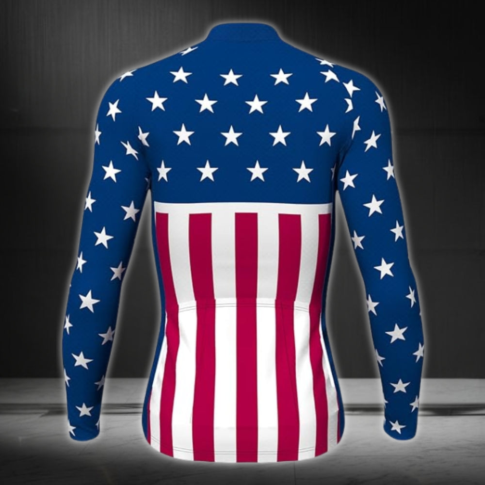 USA Flag Mens Red White And Blue Cycling Short Sleeve Jersey, Men's Patriotic Cycling Jerseys CZ0081