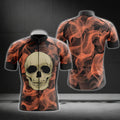 Skull Cycling Short Sleeve Jersey Mens, Flame Skull Cycling Jerseys CG0038