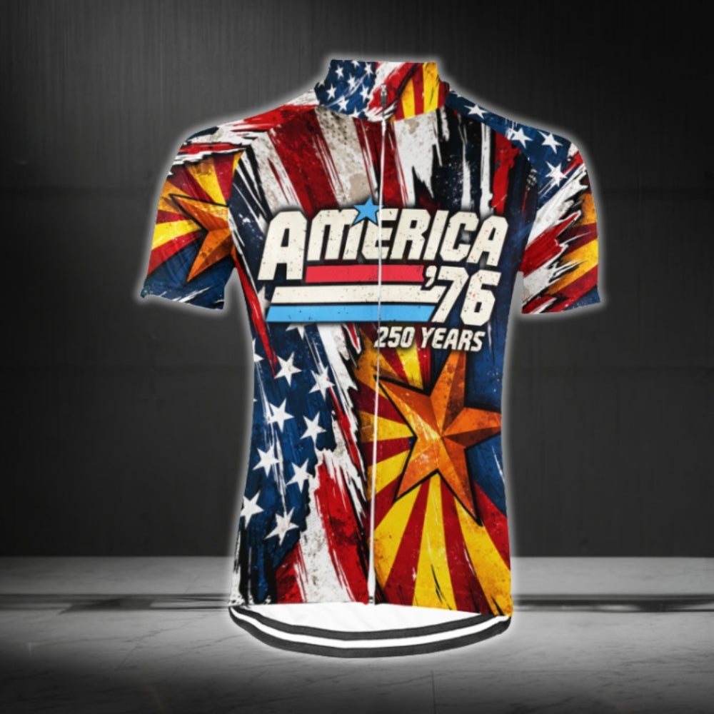 Custom Arizona USA Flag 250 Years Anniversary Cycling Short Sleeve Jersey For Men, Custom Arizona Patriotic Cycling Jerseys For 4th Of July CG0786