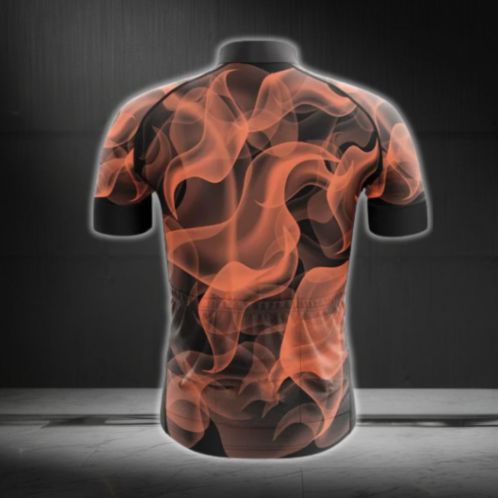 Skull Cycling Short Sleeve Jersey Mens, Flame Skull Cycling Jerseys CG0038