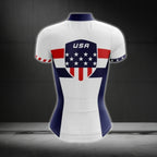 Red White And Blue USA Flag Cycling Short Sleeve Jersey Women, Patriotic Women's Cycling Jerseys CG0412