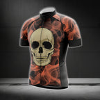 Skull Cycling Short Sleeve Jersey Mens, Flame Skull Cycling Jerseys CG0038