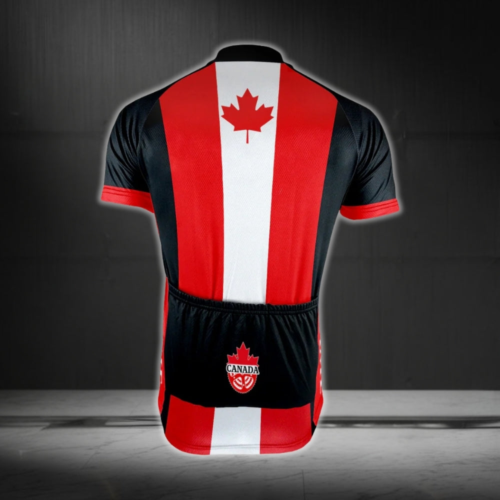 Custom Skull Canada Flag Men's Short Sleeve Cycling Jersey, Custom Canada Skull Cycling Jersey CG0313