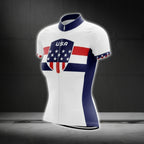 Red White And Blue USA Flag Cycling Short Sleeve Jersey Women, Patriotic Women's Cycling Jerseys CG0412