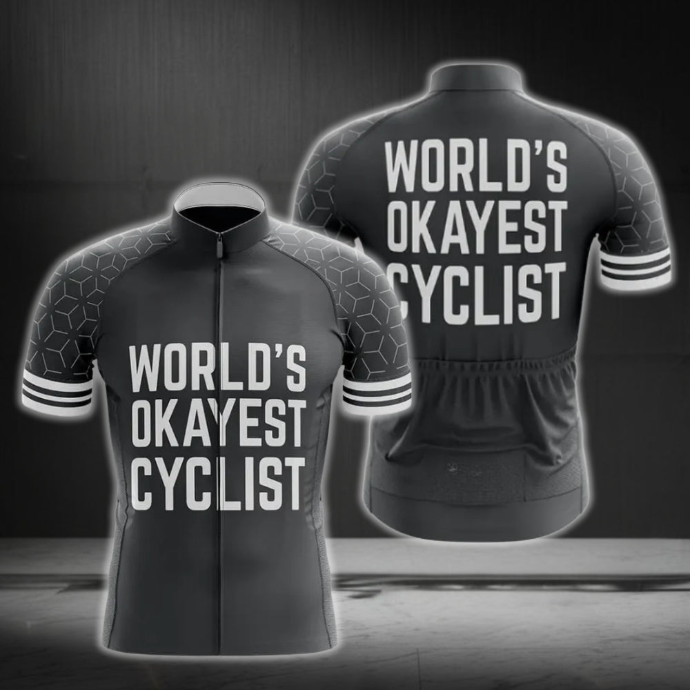 World's Okayest Cyclist Men's Cycling Jersey Short Sleeve, Funny Cycling Jerseys CG0187