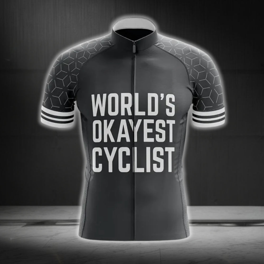 World's Okayest Cyclist Men's Cycling Jersey Short Sleeve, Funny Cycling Jerseys CG0187