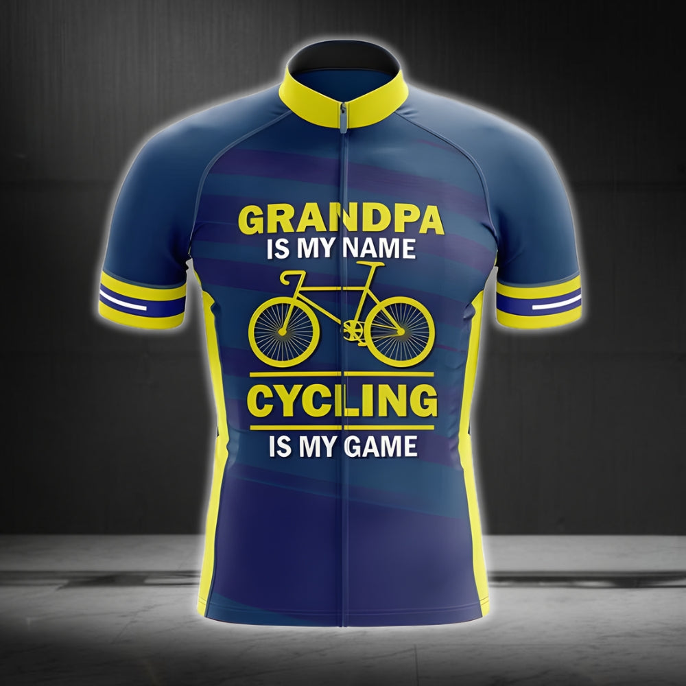 Grandpa Is My Name Cycling Is My Game Men's Cycling Short Sleeve Jersey, Funny Grandpa Cycling Jersey For Father Day CG0039