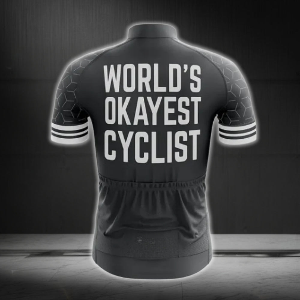 World's Okayest Cyclist Men's Cycling Jersey Short Sleeve, Funny Cycling Jerseys CG0187