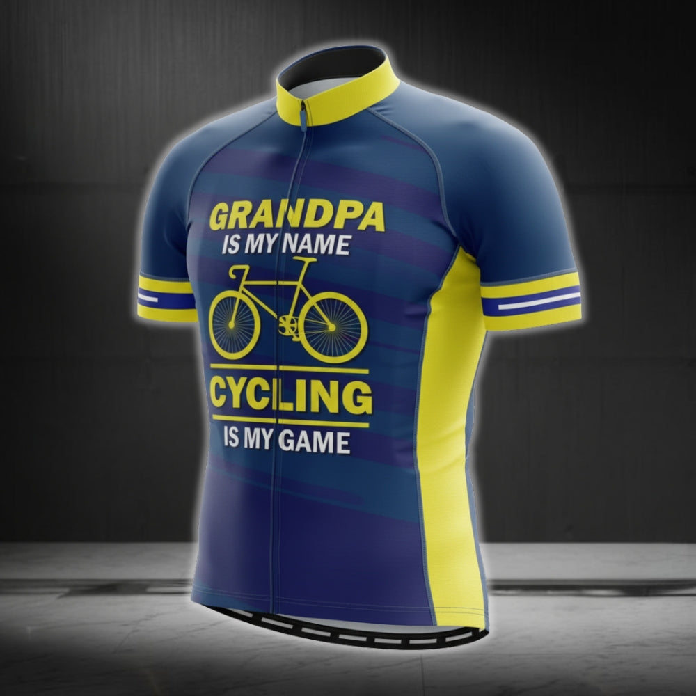 Grandpa Is My Name Cycling Is My Game Men's Cycling Short Sleeve Jersey, Funny Grandpa Cycling Jersey For Father Day CG0039