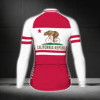 Custom California Republic Flag Long Sleeve Women's Cycling Jersey, Custom California State Cycling Jersey For Women CG0787