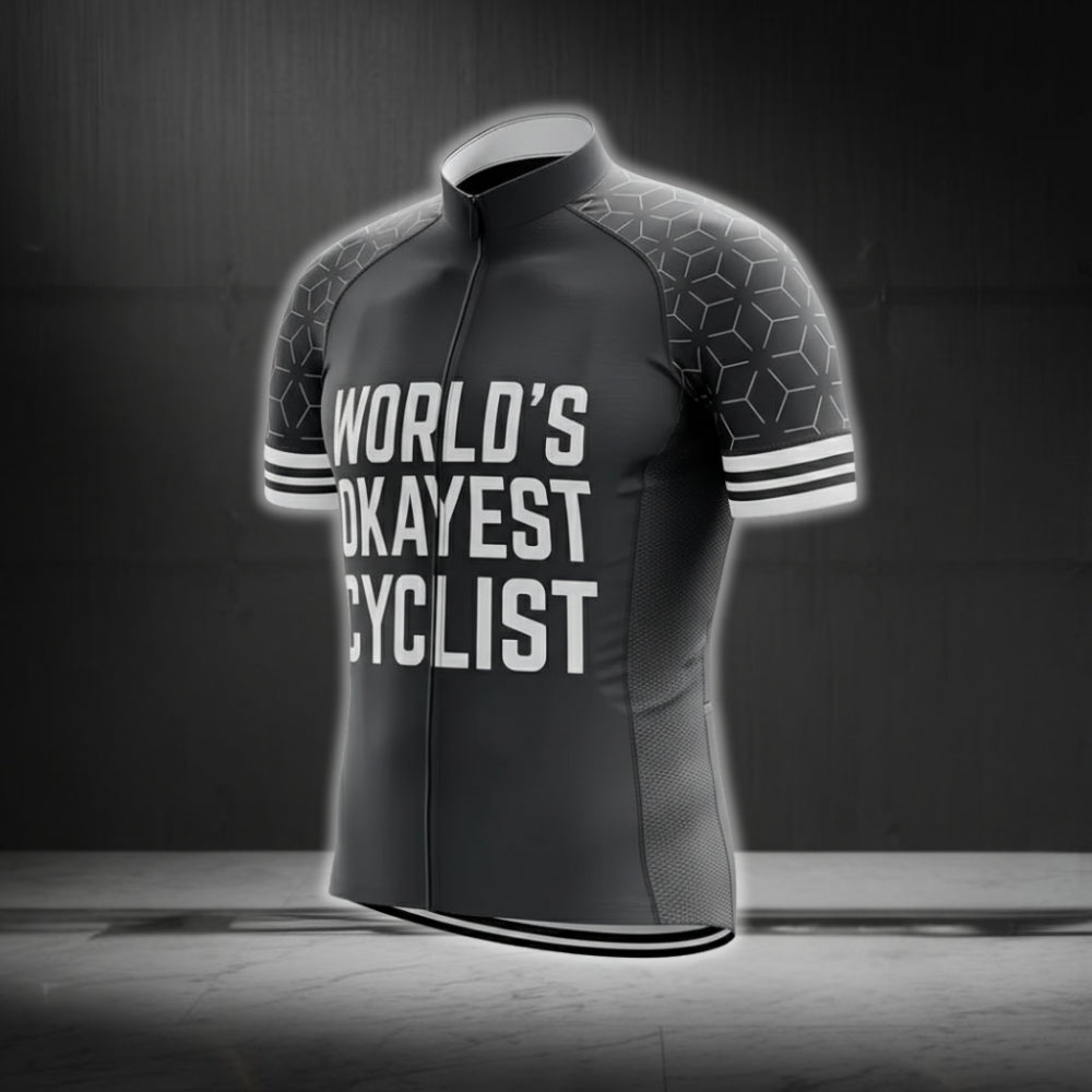 World's Okayest Cyclist Men's Cycling Jersey Short Sleeve, Funny Cycling Jerseys CG0187
