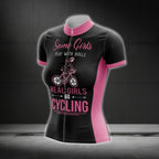 Some Girls Play With Dolls Real Girls Go Cycling Women's Short Sleeve Cycling Jerseys, Funny Cycling Jerseys For Ladies CG0413