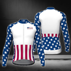 USA Flag Cycling Jersey Long Sleeve For Men, Patriotic Cycle Jerseys CZ0130