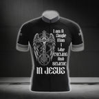 I Am A Man I Like Cycling And Believe In Jesus Cross Cycling Short Sleeve Jersey Mens, Faith Christian Cycling Jerseys CG0536