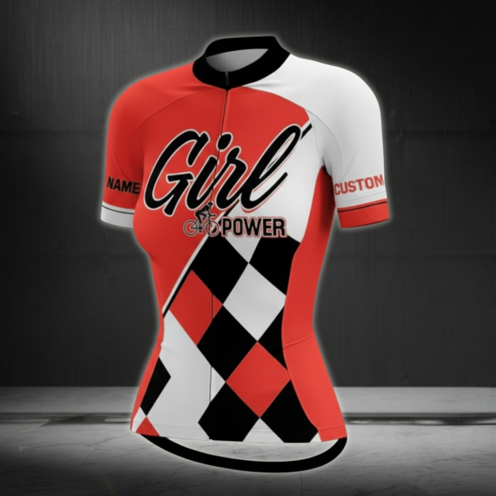 Custom Girl Power Cycling Short Sleeve Jersey For Women, Custom Cycling Jersey CZ0007