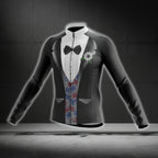 Tuxedo Black And White Long Sleeve Cycling Jersey For Men, Tuxedo Cycling Jerseys CG0722