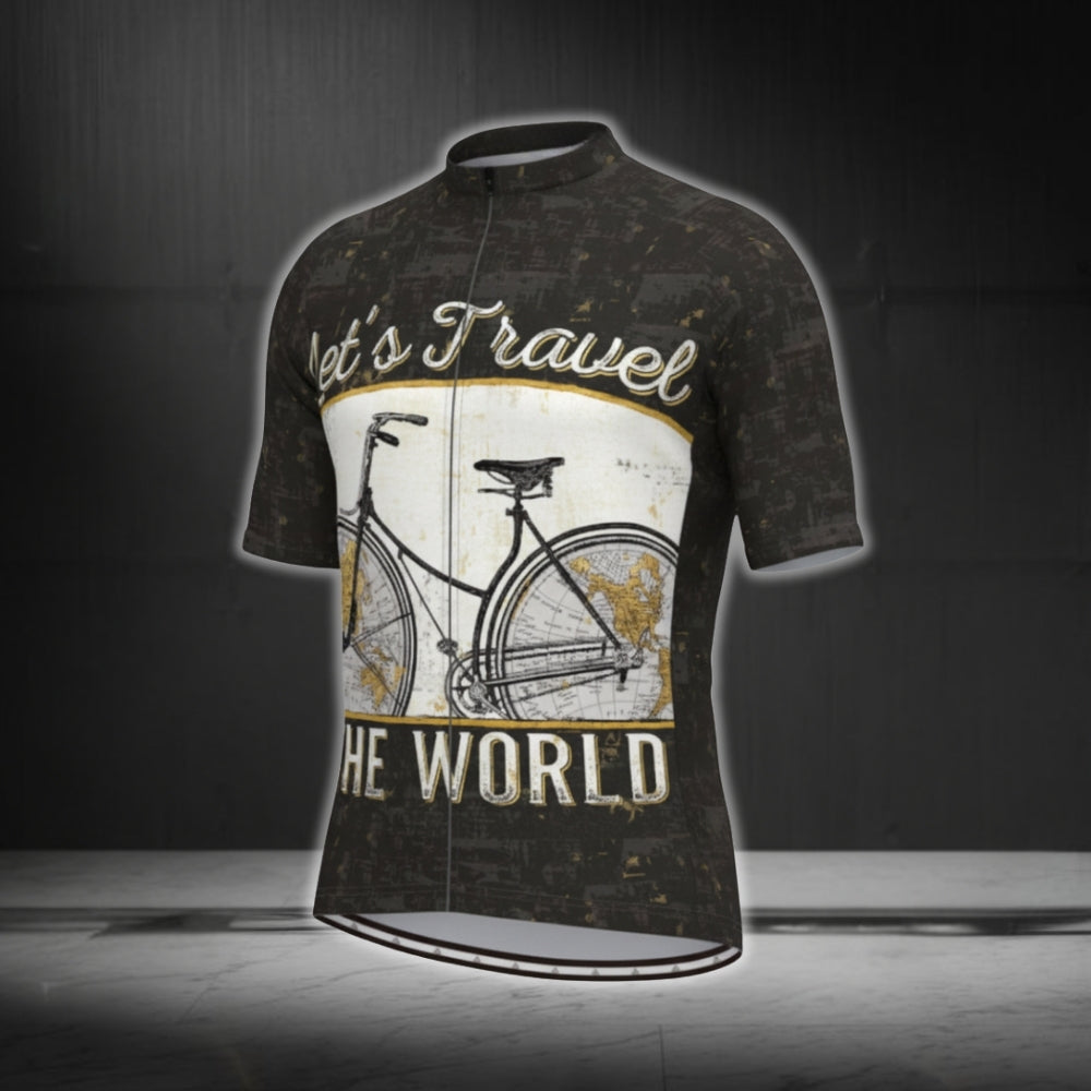 Let's Travel The World Cycling Short Sleeve Men Jersey, Vintage Cycling Jerseys CG0365