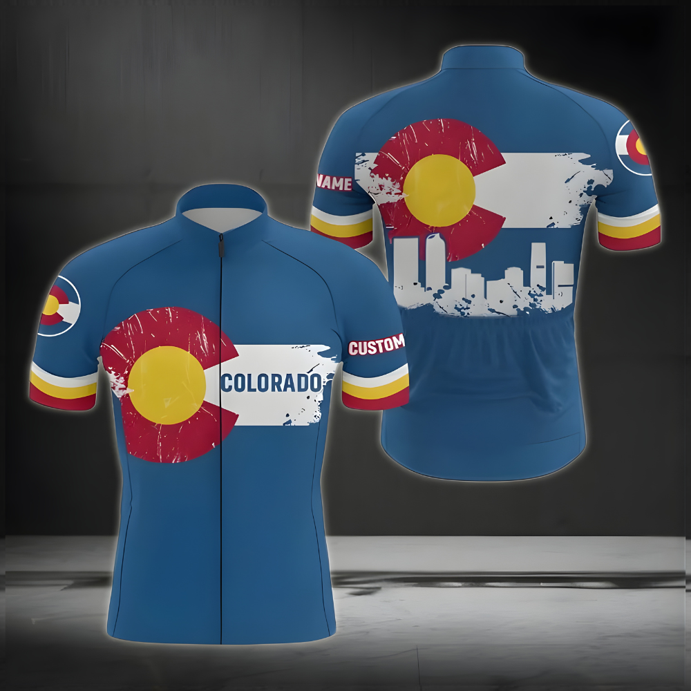 Custom Colorado Flag Cycling Short Sleeve Jersey For Mens, Custom Colorado Cycling Jersey CZ0044
